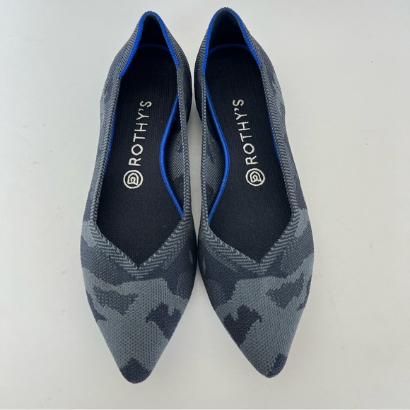 ROTHY’S The Point Gray Camouflage Print Pointed Toe Slip On Ballet Flats Sz 9.5 - Picture 5 of 13